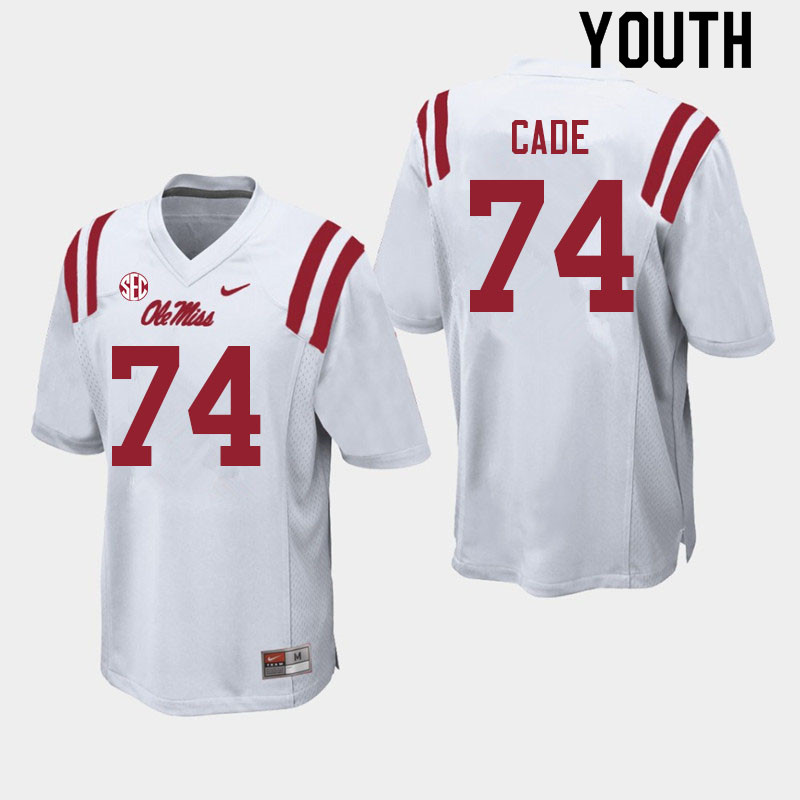 Erick Cade Ole Miss Rebels NCAA Youth White #74 Stitched Limited College Football Jersey SWK4558UT